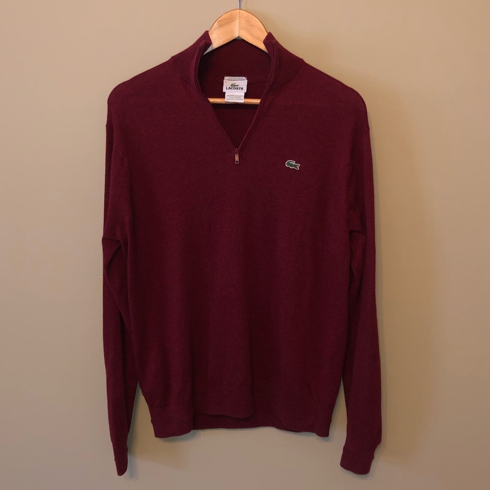 Maroon Lacoste Long Sleeve Quarter Zip | Small